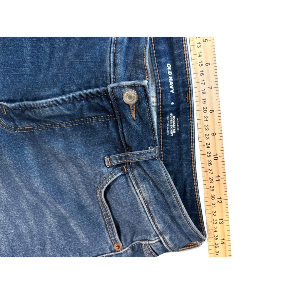 Old Navy Rockstar Super Skinny High Rise Built-In Warm Blue Jeans Womens 6